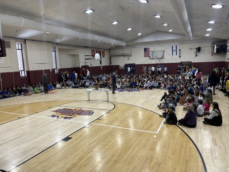 School assembly in gymnasium