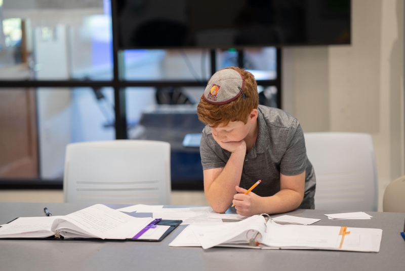 Student studying independently at desk