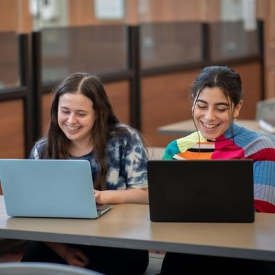 Students working with laptops